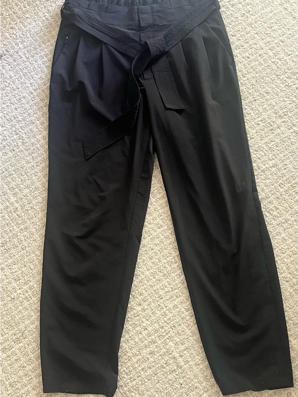 Athleta Black Relaxed Dress Pants with Waist tie and pleated front with pockets